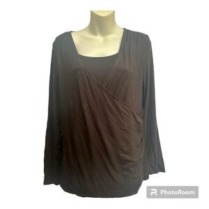 Coldwater Creek Black Draped Layer Look Top  size medium
